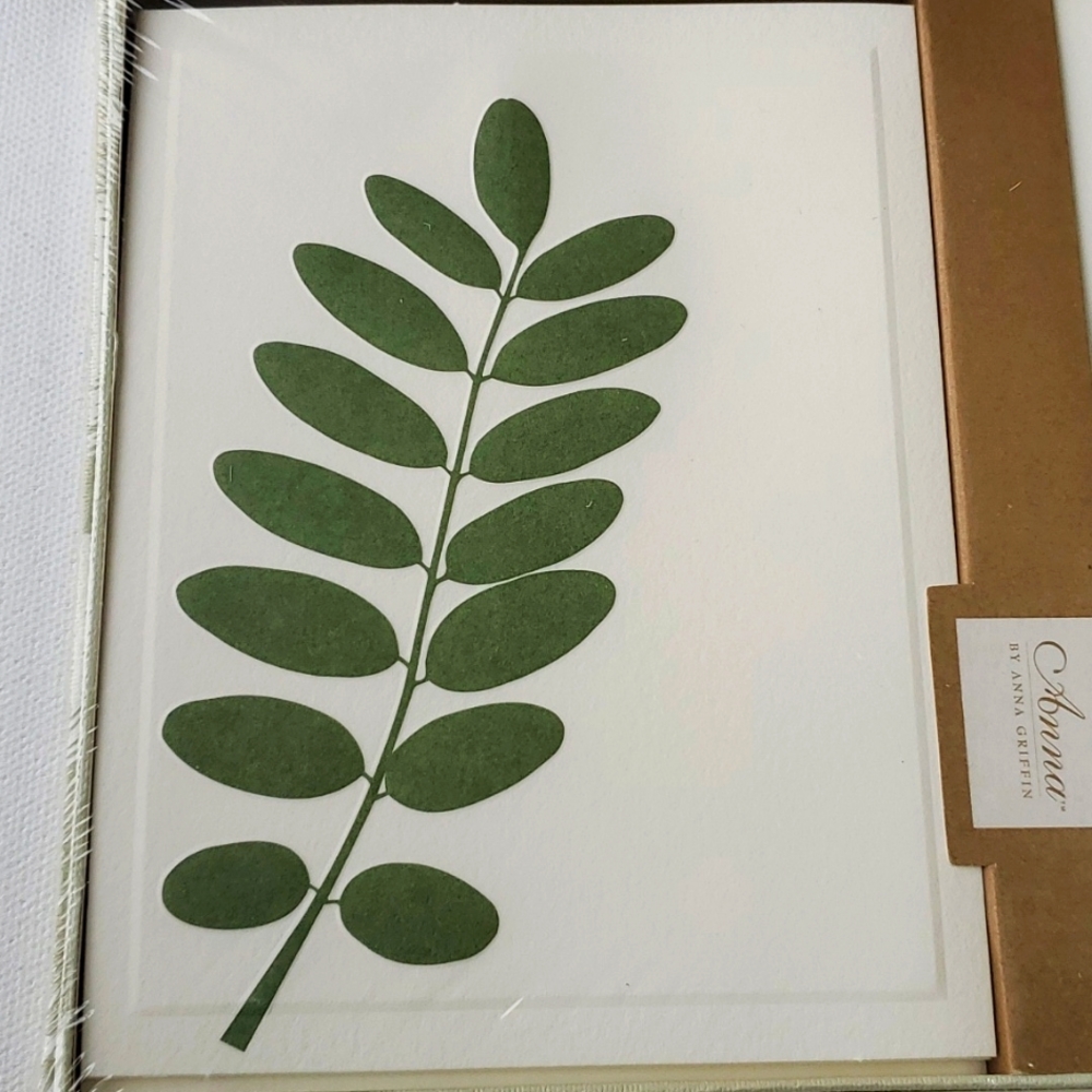 Anna by Anna Griffin Green Fern Embossed Cards Set of 10 with Lined Envelopes - Picture 2 of 5